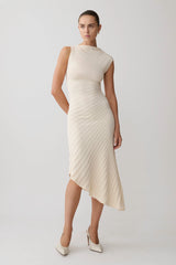Milasandra Pleated Knit Dress - Ivory